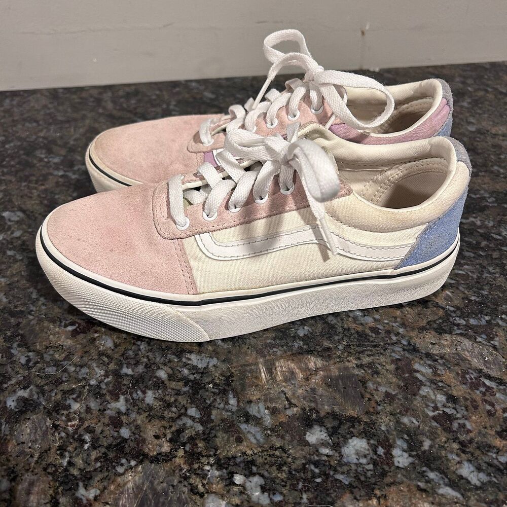 Vans Ward Platform Pink Purple Color Block Platform Sneakers Skateboard Kids 3.5